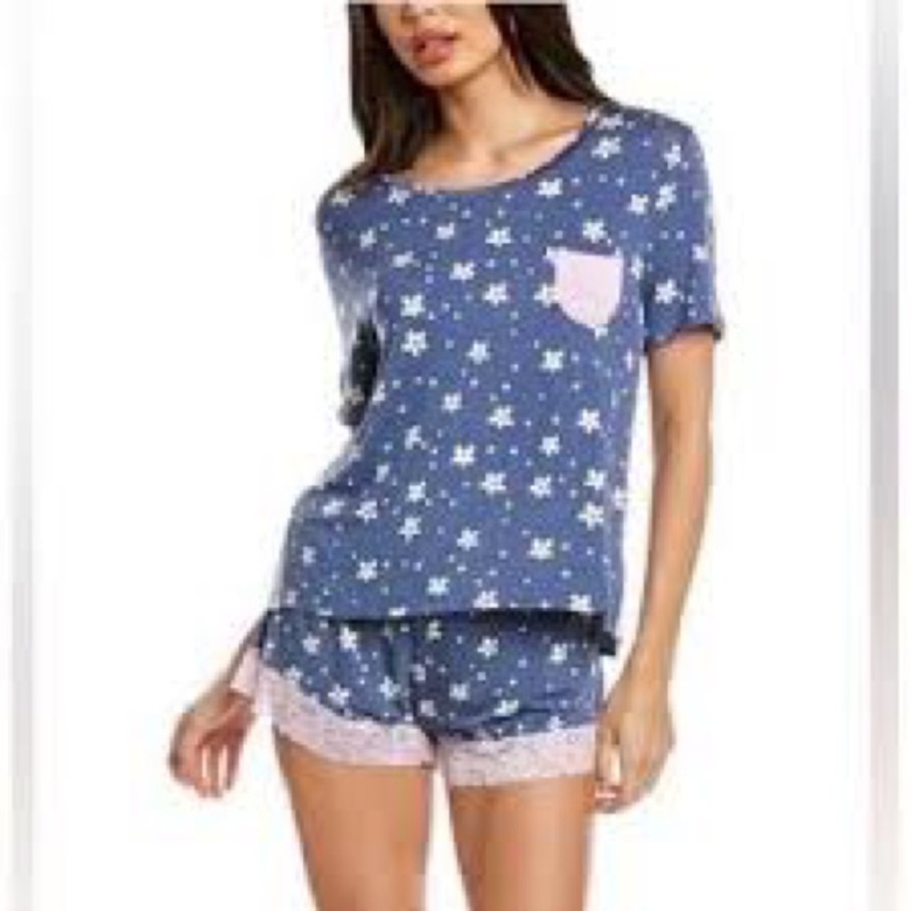 NWT Honeydew Intimates Night Floral Something Sweet Shortie Set Blue Small